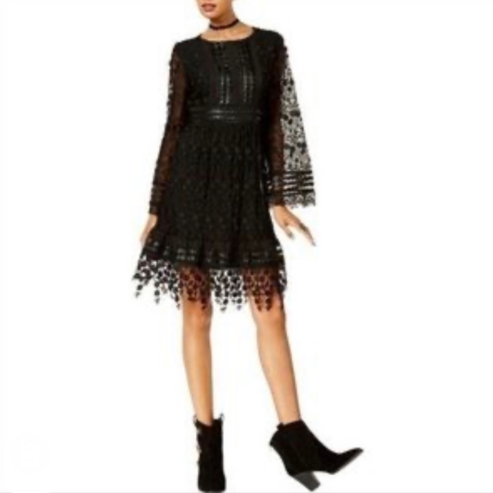 ANNA Sui X INC Black Lace Dress Size 0